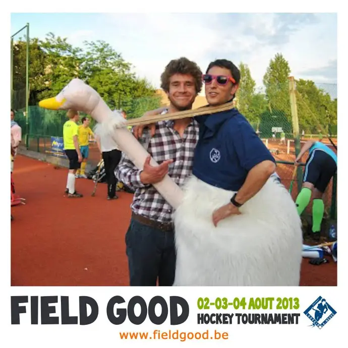 FieldGood Hockey Tournament Louvain-la-Neuve Club fieldhockey Belgique tournoi all-inclusive sport folklore Booly mascotte autruche aventurier bon-enfant sympa déjanté généreuse